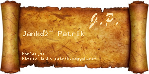 Jankó Patrik névjegykártya