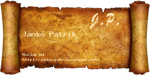 Jankó Patrik névjegykártya